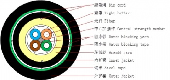 Tight buffer Aramid Reinforcment Armored Double Jacket Fiber Optic Cable
